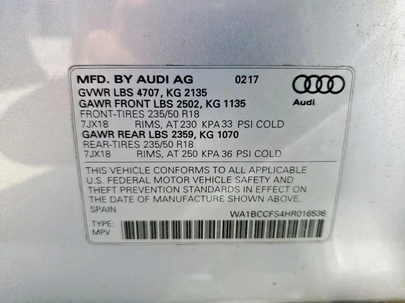 2017 AUDI Q3 PREMIUM  