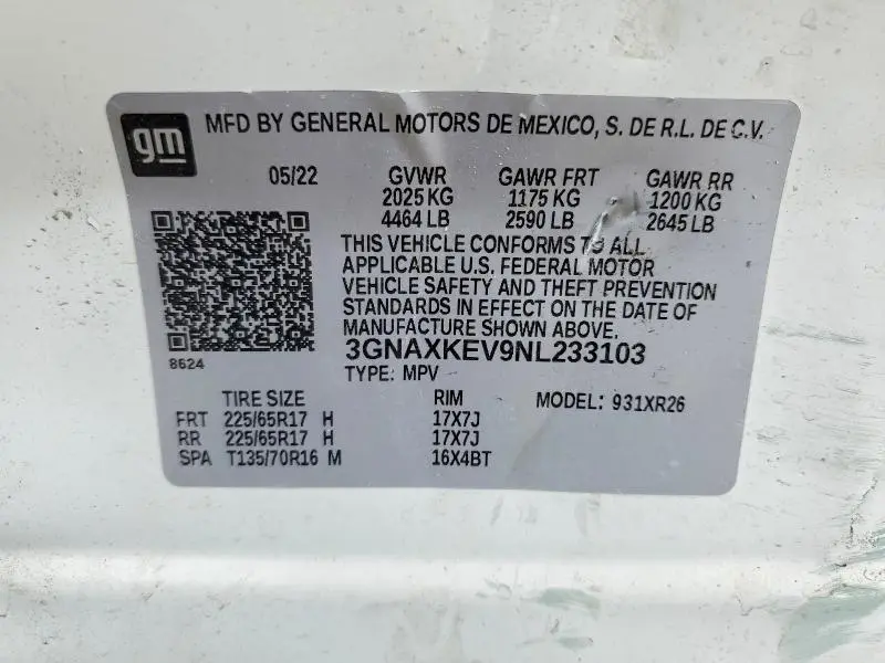 2022 CHEVROLET EQUINOX LT  