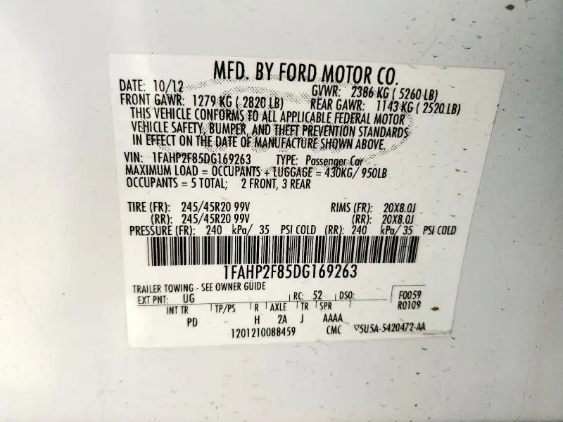 2013 FORD TAURUS LIMITED  