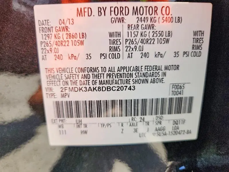 2013 FORD EDGE SPORT  