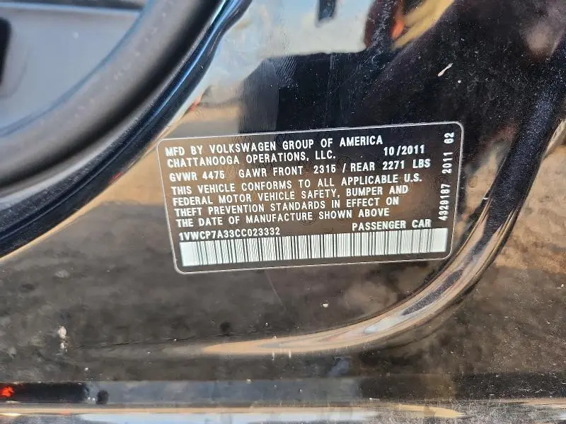 2012 VOLKSWAGEN PASSAT SEL  