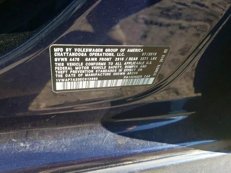 2014 VOLKSWAGEN PASSAT S  