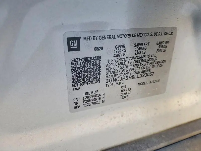 2020 CHEVROLET TRAX 1LT  