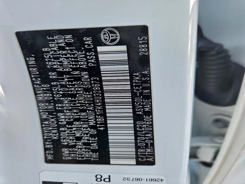 2017 TOYOTA CAMRY LE  