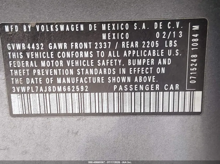 2013 VOLKSWAGEN JETTA SPORTWAGEN 2.0L TDI