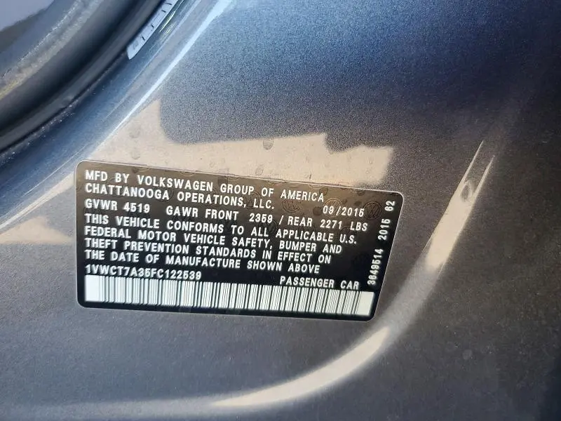 2015 VOLKSWAGEN PASSAT SEL  