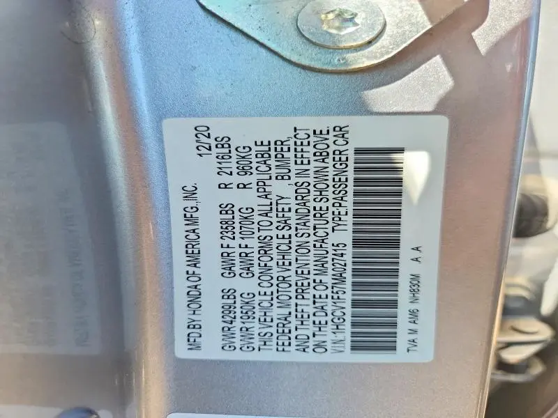 2021 HONDA ACCORD EXL  