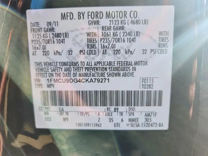 2012 FORD ESCAPE XLT  