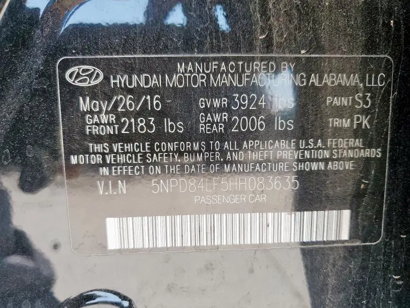 2017 HYUNDAI ELANTRA SE  