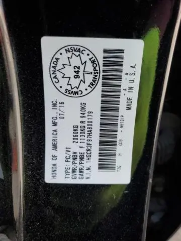 2017 HONDA ACCORD TOURING  