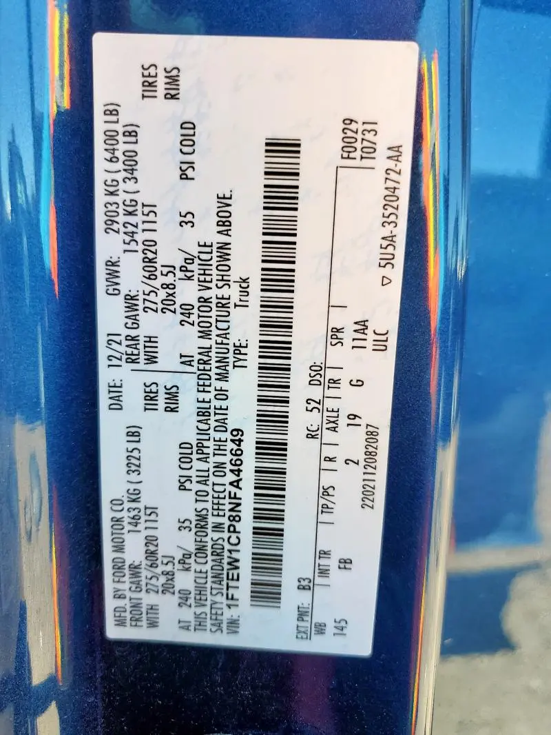 2022 FORD F150 SUPERCREW  