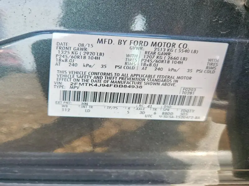 2015 FORD EDGE SEL  