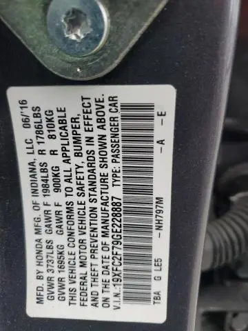 2016 HONDA CIVIC EX  