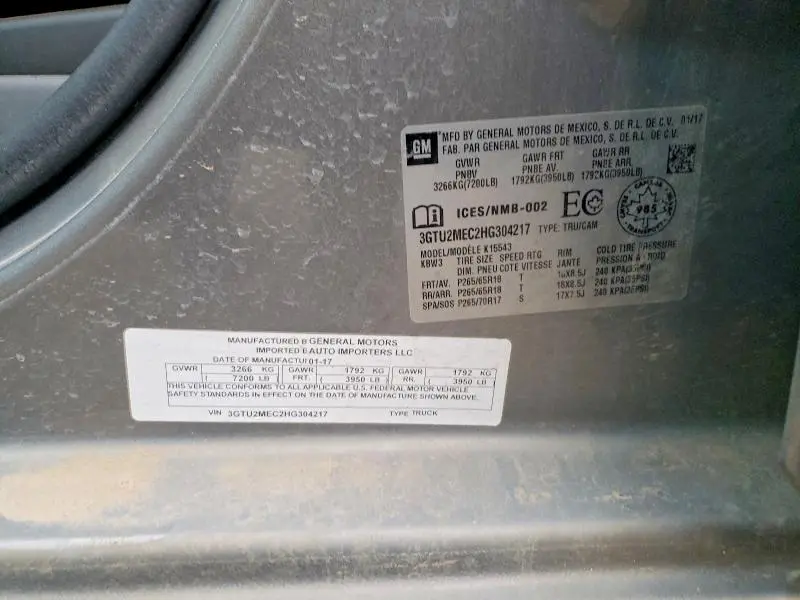 2017 GMC SIERRA K1500 SLE  