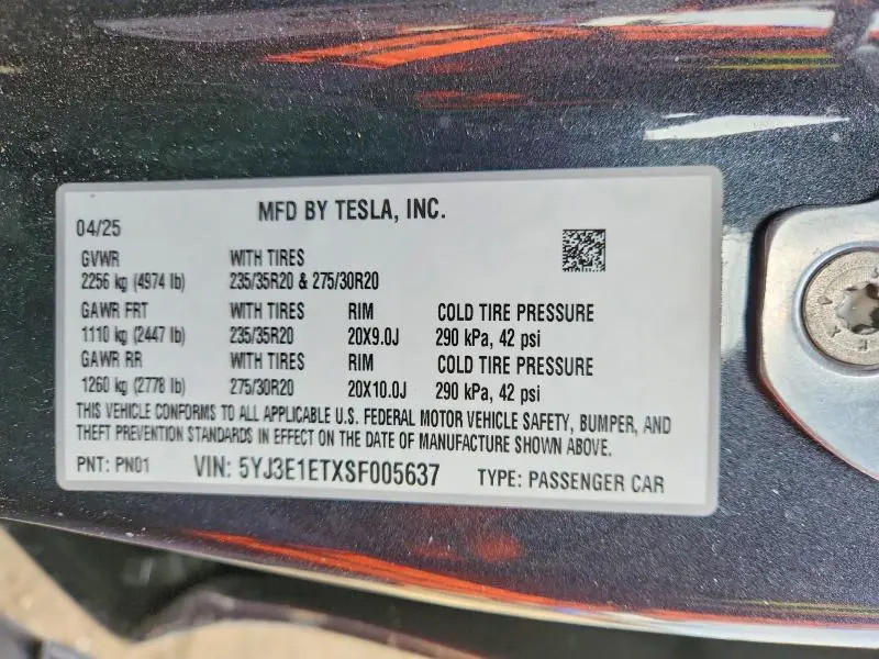 2025 TESLA MODEL 3   