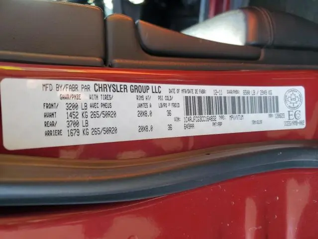 2012 JEEP GRAND CHEROKEE OVERLAND