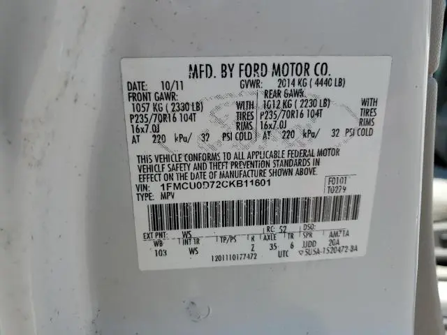 2012 FORD ESCAPE XLT