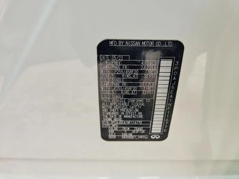 2022 INFINITI QX50 SENSORY  