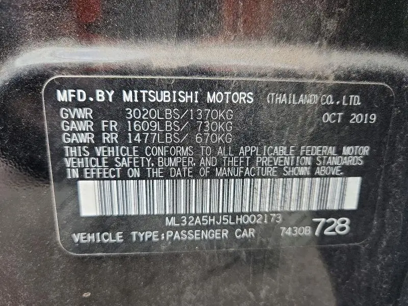 2020 MITSUBISHI MIRAGE LE  