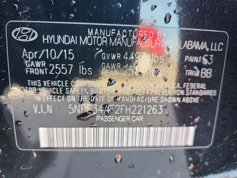 2015 HYUNDAI SONATA LIMITED  