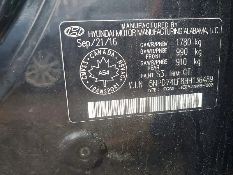 2017 HYUNDAI ELANTRA SE  