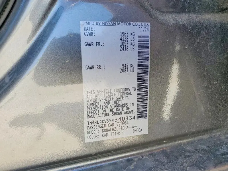 2025 NISSAN ALTIMA SV  