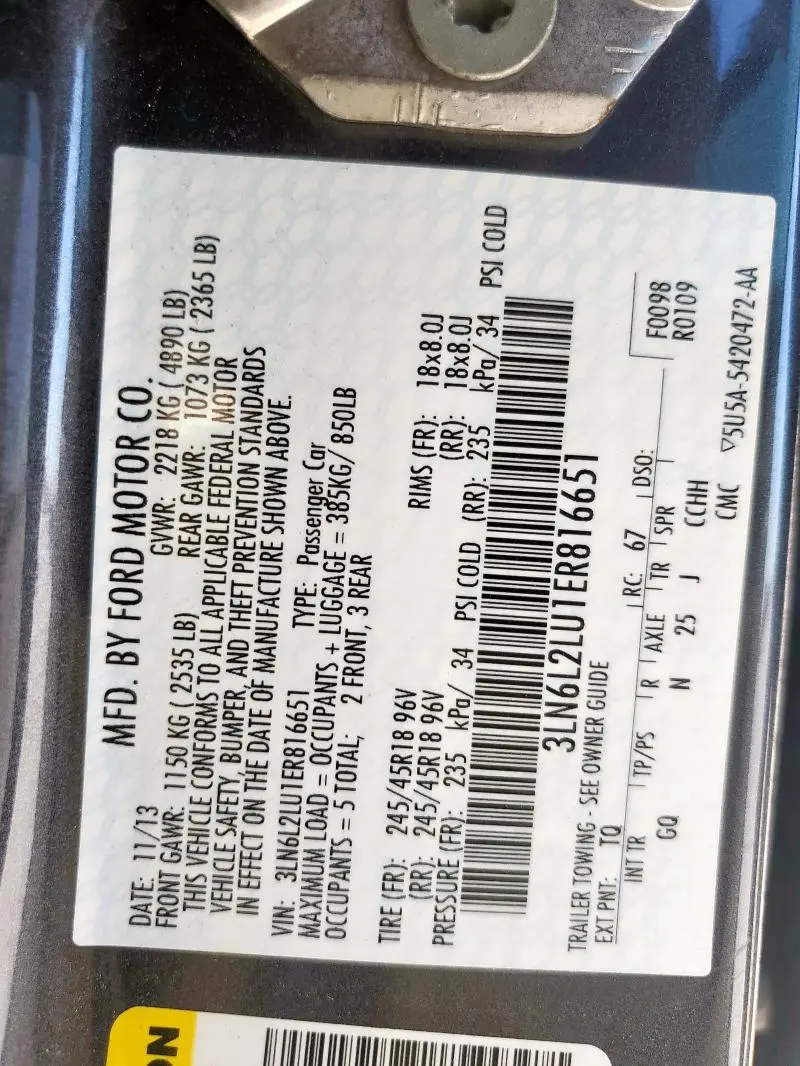 2014 LINCOLN MKZ HYBRID  