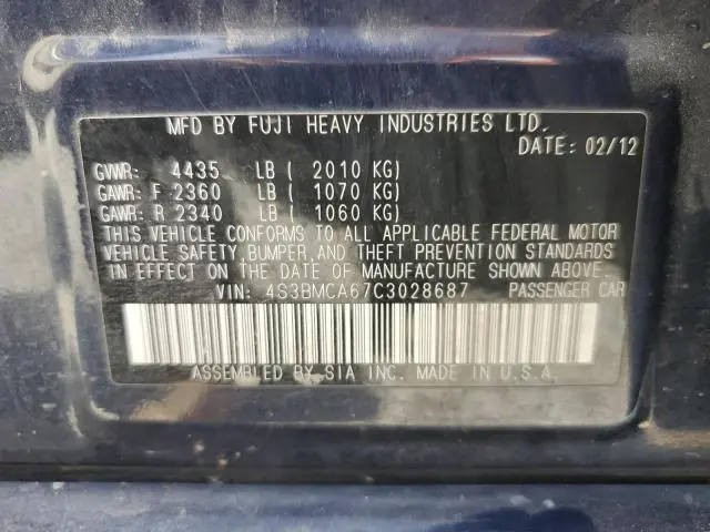 2012 SUBARU LEGACY 2.5I  