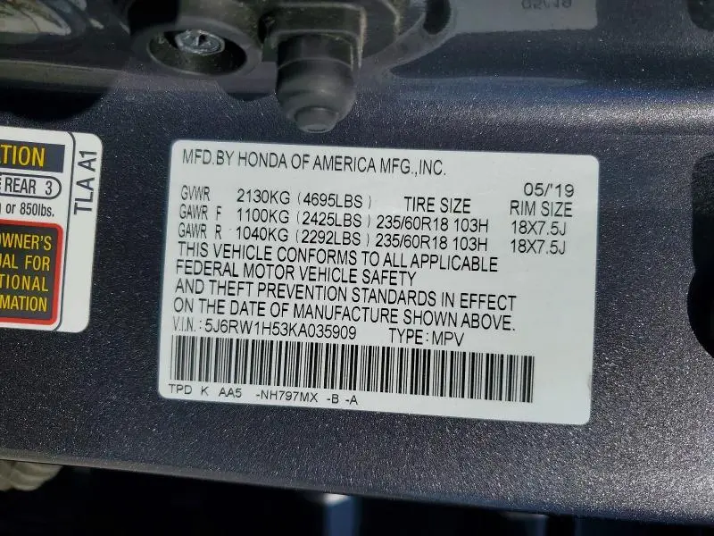 2019 HONDA CR-V EX  