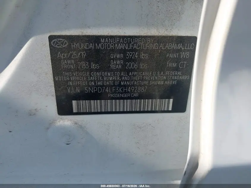 2019 HYUNDAI ELANTRA SE