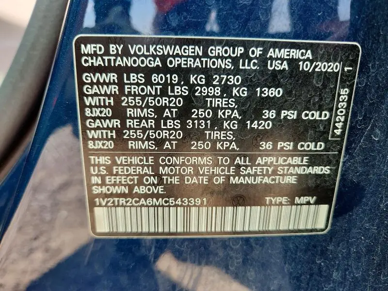 2021 VOLKSWAGEN ATLAS SEL PREMIUM  