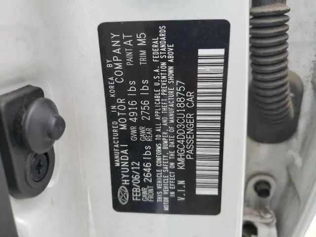 2012 HYUNDAI GENESIS 3.8L  