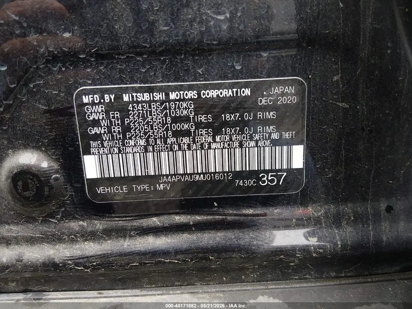 2021 MITSUBISHI OUTLANDER SPORT 2.0 SE 2WD