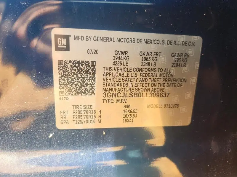 2020 CHEVROLET TRAX 1LT  