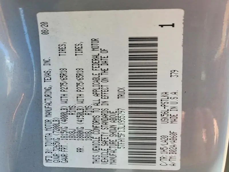 2020 TOYOTA TUNDRA CREWMAX LIMITED  