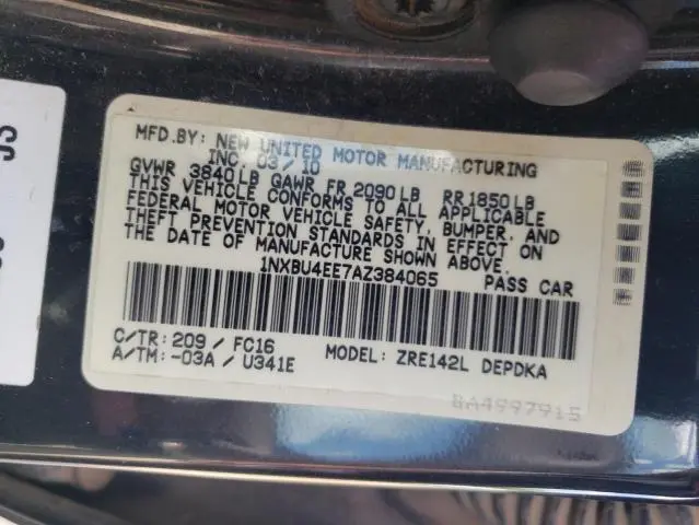 2010 TOYOTA COROLLA BASE  