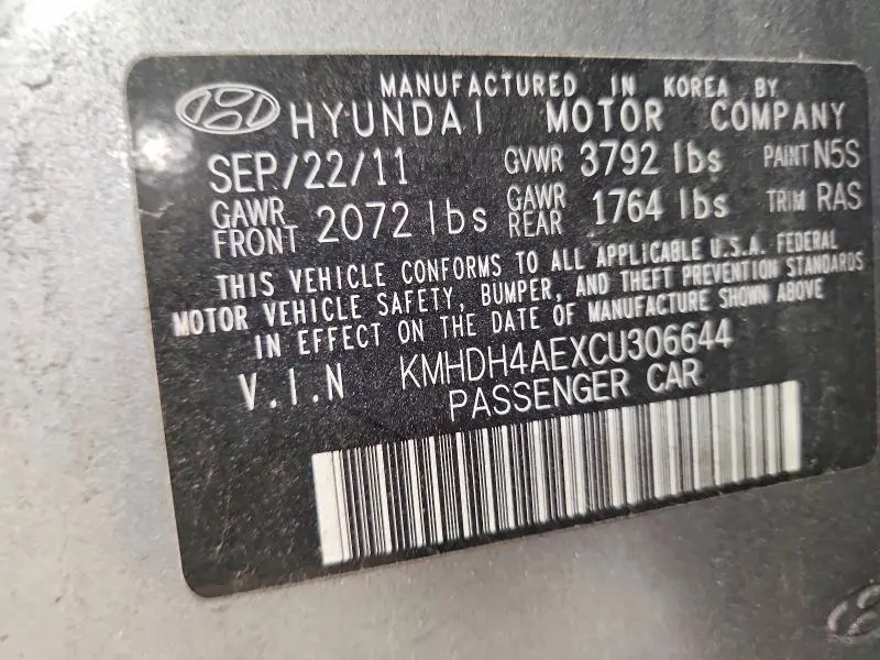 2012 HYUNDAI ELANTRA GLS  