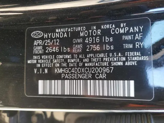 2012 HYUNDAI GENESIS 3.8L