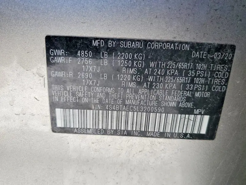 2020 SUBARU OUTBACK PREMIUM  