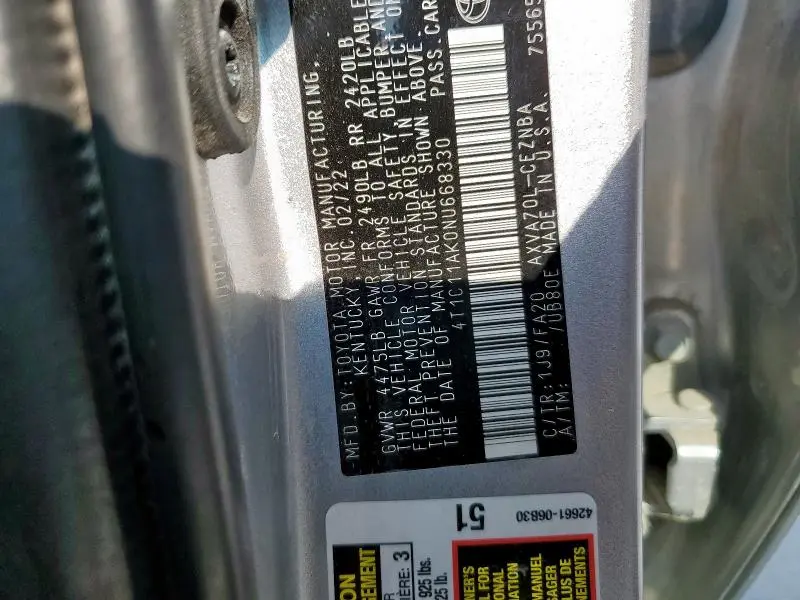 2022 TOYOTA CAMRY LE  