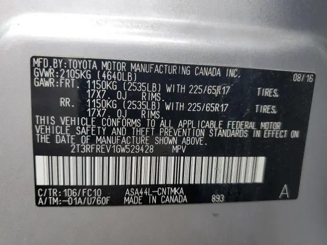 2016 TOYOTA RAV4 XLE  