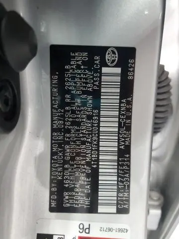 2012 TOYOTA CAMRY HYBRID  