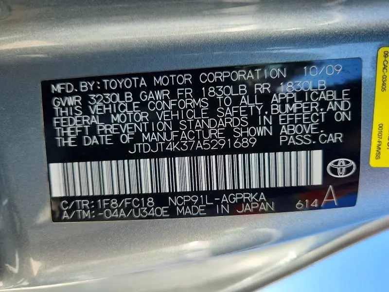 2010 TOYOTA YARIS BASE  