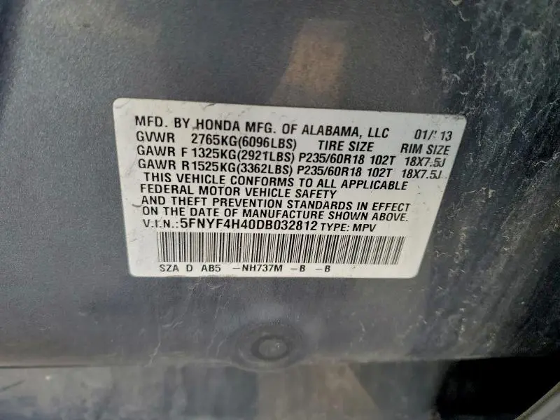 2013 HONDA PILOT   