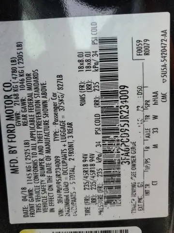 2018 FORD FUSION TITANIUM/PLATINUM  