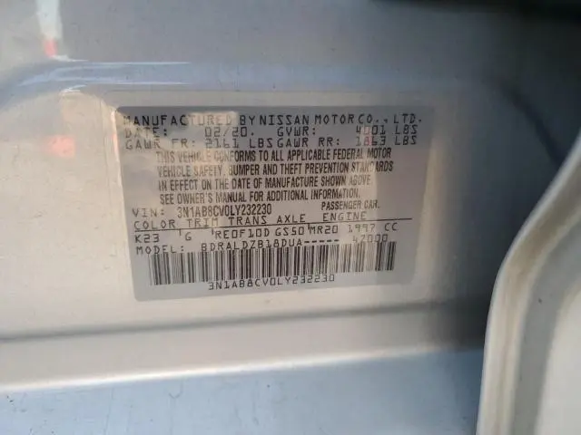 2020 NISSAN SENTRA SV  