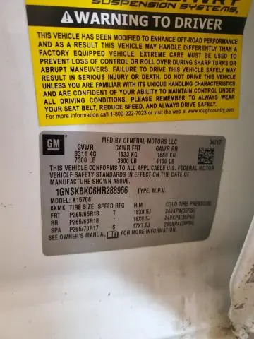 2017 CHEVROLET TAHOE K1500 LT  