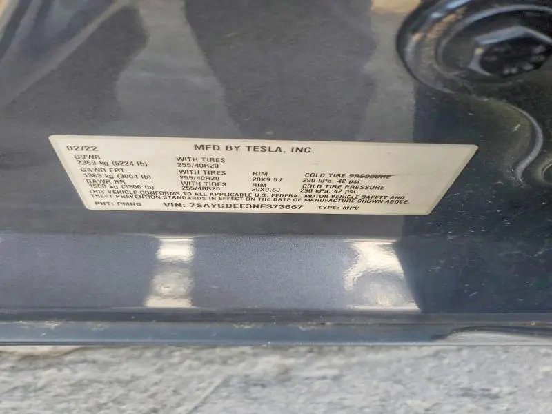 2022 TESLA MODEL Y   