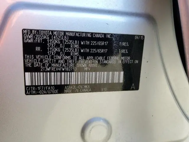 2015 TOYOTA RAV4 XLE  