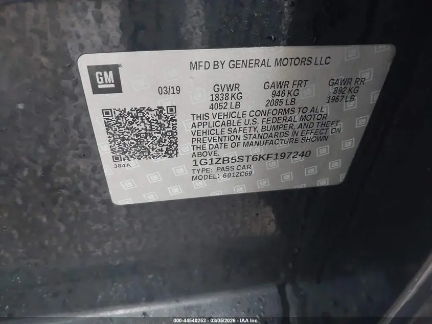 2019 CHEVROLET MALIBU 1LS